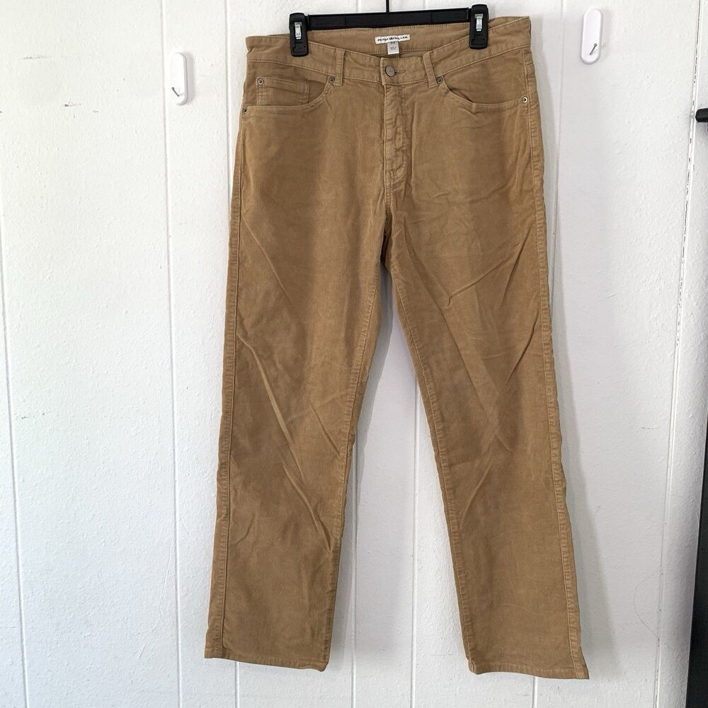 Peter Millar Mens 33 X 30 Corduroy Pants Straight Leg Tan Brown Chino Khaki
